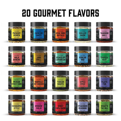 Grilling Spice Set Grill Seasoning Gifts, 20 Unique Spices and Seasonings Jars Gift Set, BBQ Gifts for Men, Dad, Husband, Father, Flavors like Chili, Cajun, Garlic, Steak, Rub, Herbs, Blend and More3
