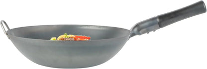 Carbon Steel Wok 1 Pack of 13.3 Inch Heavy-Duty Uniform Heat Distribution Pan Induction Compatible Flat Bottom Wok Welded Handle Black for Gas Stovetops and Grills11