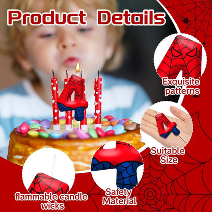 Spider Birthday Candles Number 4, Themed Cake Party Decoration4