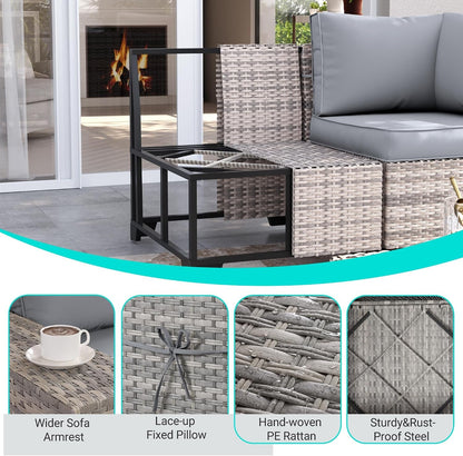 Outdoor Patio Furniture Set PE Wicker Rattan Outdoor Sectional Sofa2