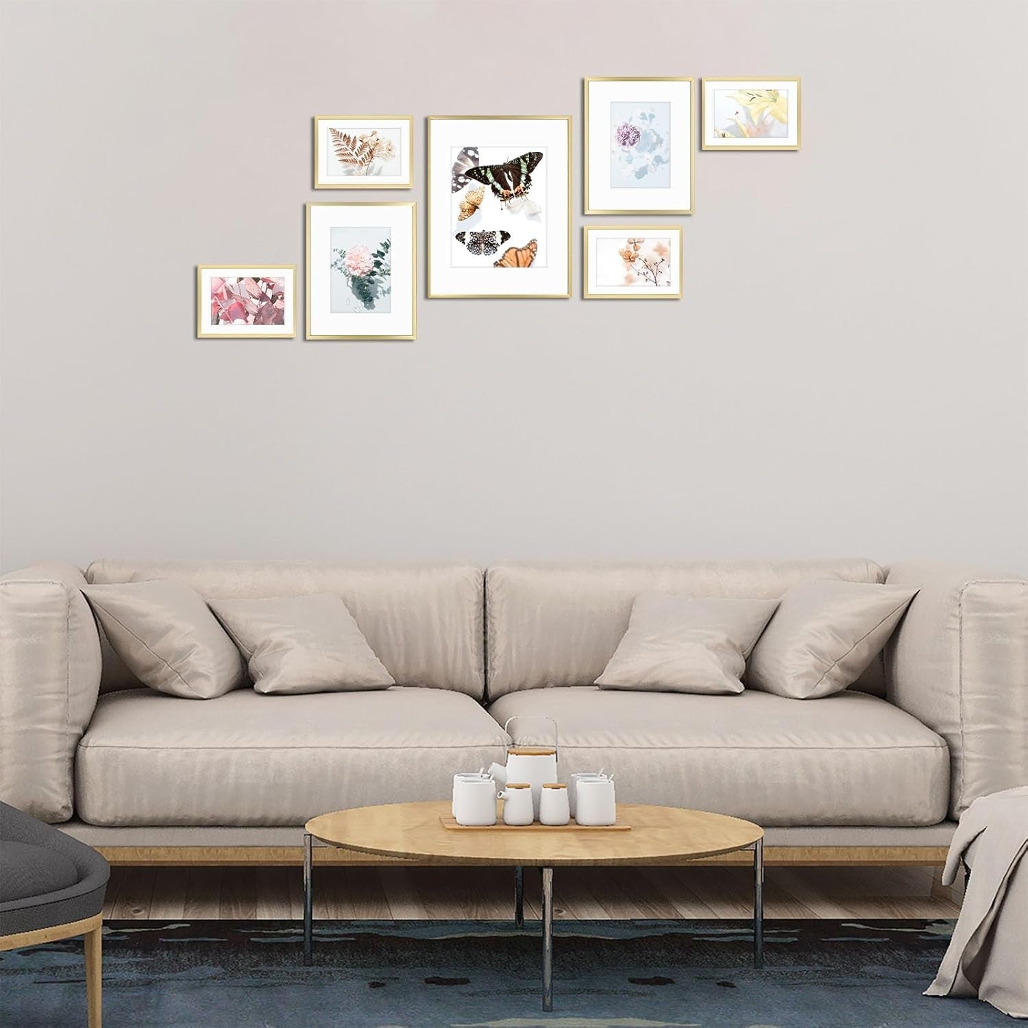 7-pack-gold-aluminum-frame-with-white-mat-real-glass