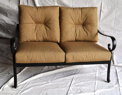 Santa Anita Cast Aluminum Powder Coated 5-Piece Seating Set with Premium Linen Sesame Cushions - Antique Bronze3