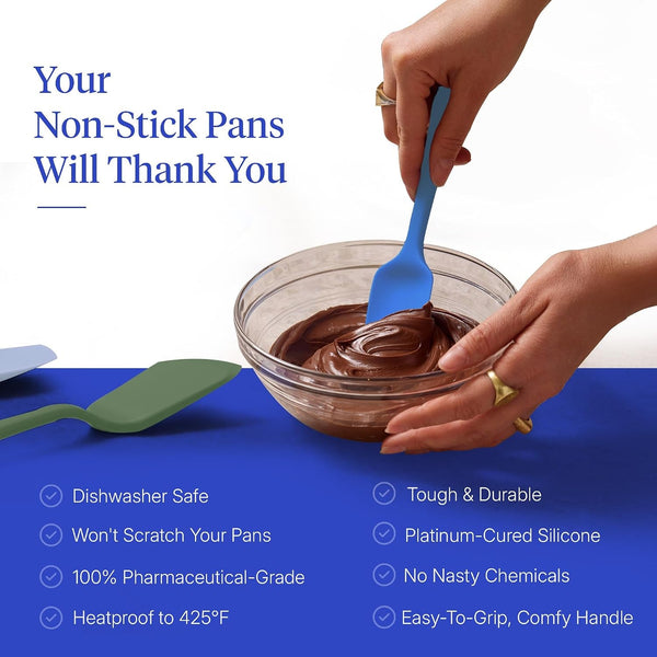 : Get It Right 5 Piece Silicone Ultimate Kitchen Utensils Set - Ladle, Spatula, Flip, Spoon & Spoonula - Non-Toxic Cooking Utensils for Nonstick Cookware, Cooking and Baking - Mediterranean4