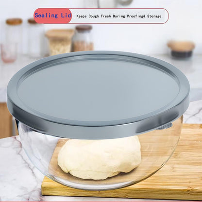 6.3 Quart Large Glass Mixing Bowl with Lid,Large Glass Bowl for Sourdough Bread Making,Kitchen Salad Bread Storage6