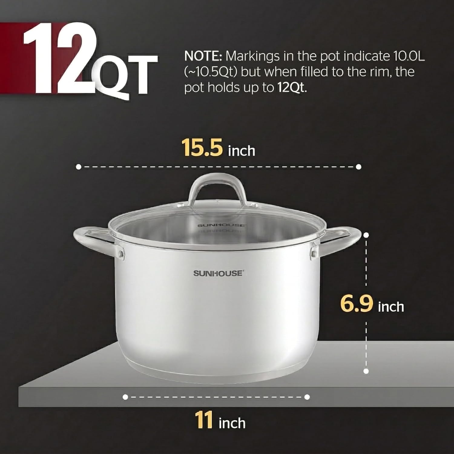stainless-steel-stock-pot-11-quart-tempered-glass-lid-3-ply-bottom-soup-pasta-food-boil-simmer-all-cooktops-dishwasher-oven-safe-big-pots-for-pasta-soup-stockpot-for-canning-seafood-boil-with-impact-bonded-base-oven-safe-induction-compatible