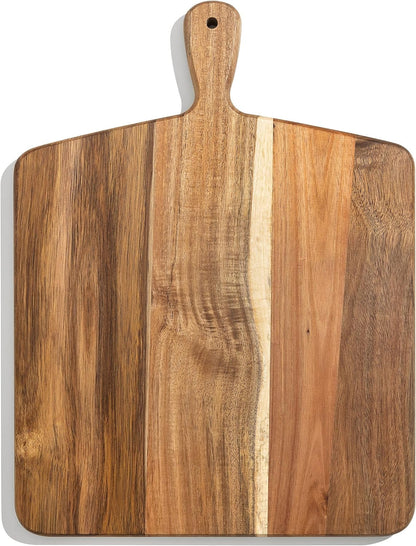 Acacia Wood Cutting Board and Chopping Board with Handle for Meat, Cheese Board, Vegetables, Bread, and Charcuterie - Decorative Wooden Serving Board for Kitchen and Dining Room, Large 17" X 13"1