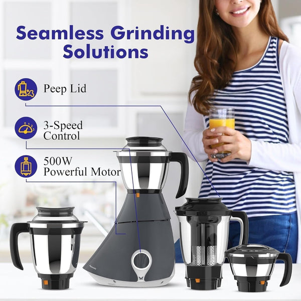 Matchless Mixer Grinder 4J, 110 V, Grey, 550 Watts5