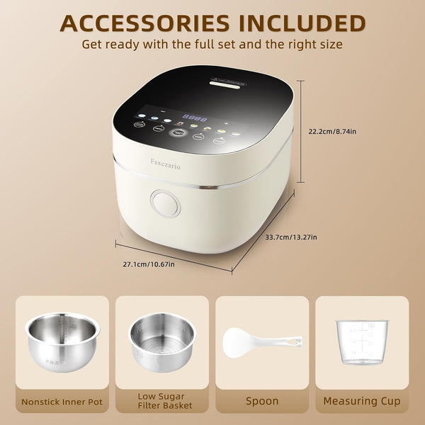 Rice Cooker 4L Low Carb with Nonstick Stainless Steel Inner Pot, 8-Cup LED Display Rice Maker, 24-Hr Delay Timer & 8-Hr Keep for White Rice/Porridge2