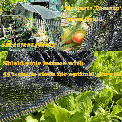 55% Sunblock Shade Cloth Cover Mesh UV Resistant Net for Garden Flower Plant Greenhouse, Black (6.5 X 10 FT)6