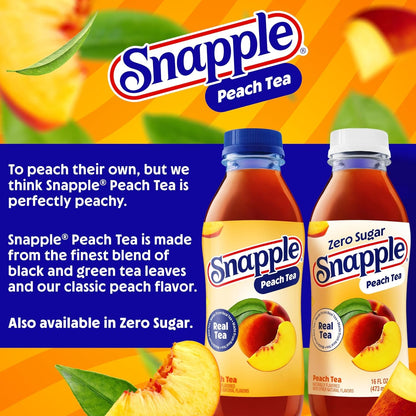 Zero Sugar Peach Tea, 16 Fl Oz Recycled Plastic Bottle (Pack of 12)5