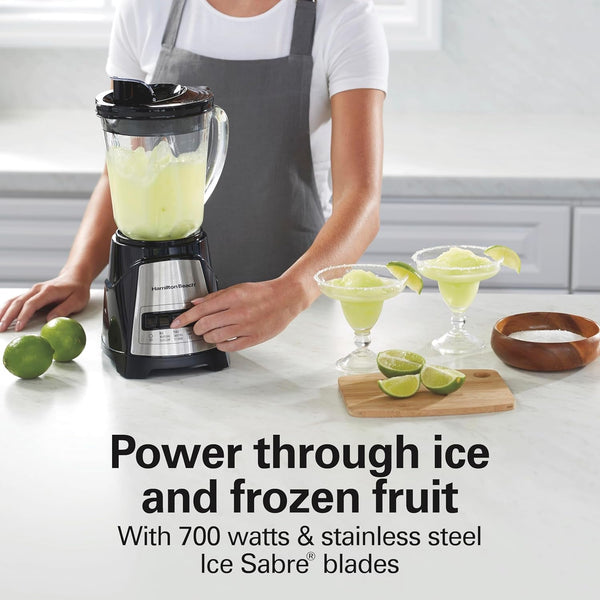 Power Elite Blender for Smoothies with Wave Action System | 40 Oz. Glass Jar | 12 Functions Including Puree, Crush Ice | 700 Watts | Black | 58148AG2