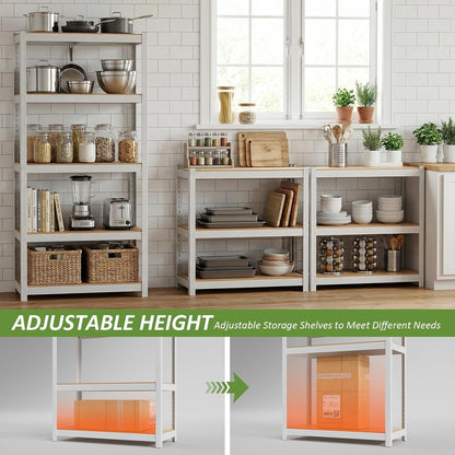 5 Tier White Shelving Unit Adjustable Metal Storage Utility Rack5