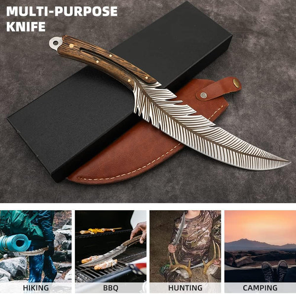 Feather Boning Knife with Sheath for Meat Cutting Cooking ,Hand Forged6