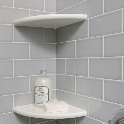 White Marble Corner Shower Shelf for Bathroom, 9'' X 9'' X 0.8'' Faux Marble Corner Shelves for Bathroom Wall Mounted Both Side Polished (1, White)2