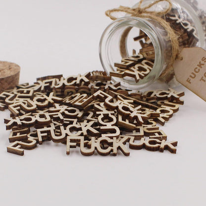 Fuck Jar（5Oz） Gift Jar,Fucks to Give,Fuck Wooden Cutout Letter Piece Bad Mood Vent Spoof Birthday Day,Holiday, Thanksgiving Christmas Gifts to Friend,Gag Funny Gift7
