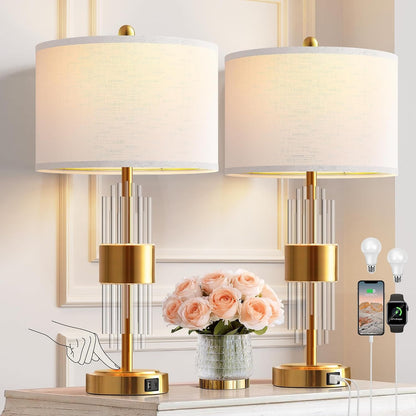 Gold Table Lamp Set of 2, 25.5" Modern Nightstand Lamp for Living Room1