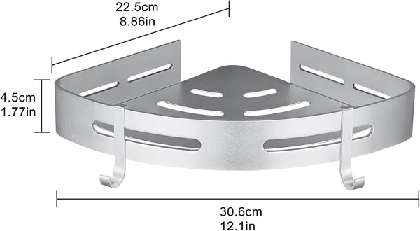 Corner Shower Caddy, 2 Pack Adhesive Shower Corner Shelf, Shower Organizer Storage Wall Mounted No Drilling for Bathroom and Kitchen, Silver2