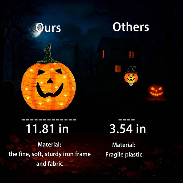 Solar Halloween Pumpkin Lights, 2 Pack Outdoor Pathway Stake Lights6