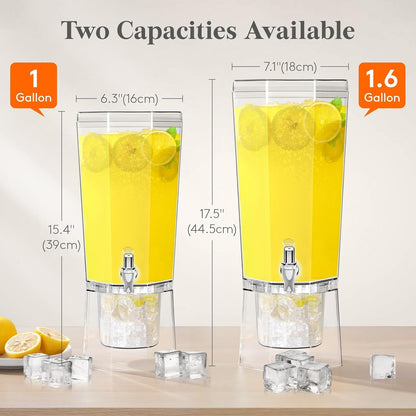 1 Gallon Drink Dispenser for Party with Leak-Proof Spigot, 2 Pcs | BPA Free Plastic, Removable Stand for Fridge Storage, Beverage Container for Juice/Tea/Lemonade Stand, Soda & Mimosa Bar3
