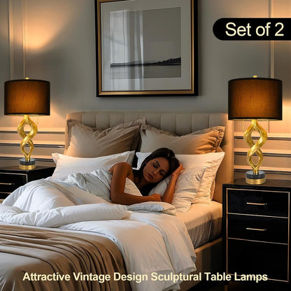 Scenkoy 26” Table Lamp Set of 2 for Bedroom Living Room, Antique Gold Leaf2