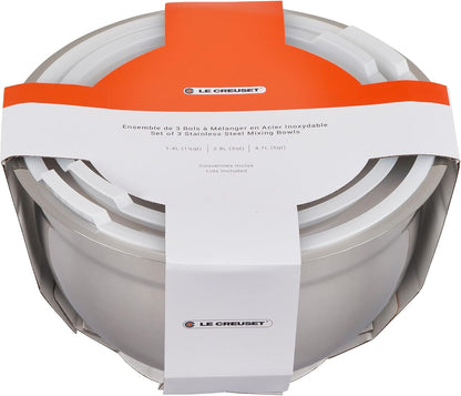 Le Creuset Stainless Steel Nested Mixing Bowls with Plastic Lids, Set of 35