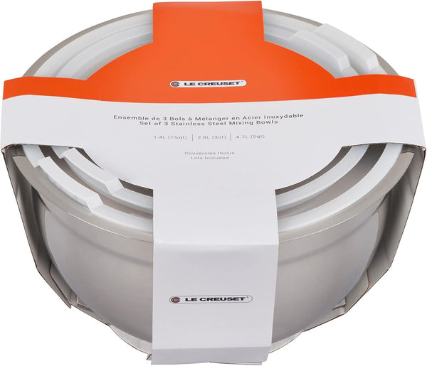 Le Creuset Stainless Steel Nested Mixing Bowls with Plastic Lids, Set of 35