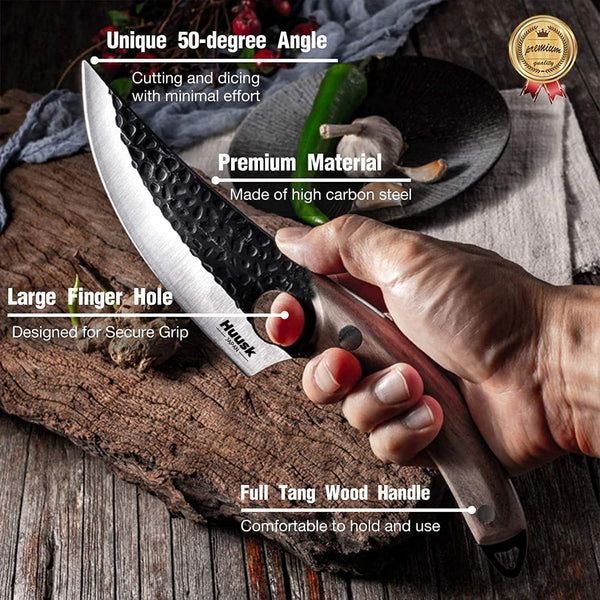 Huusk Viking Japanese Meat Cleaver, Forged Boning Knife with Sheath5