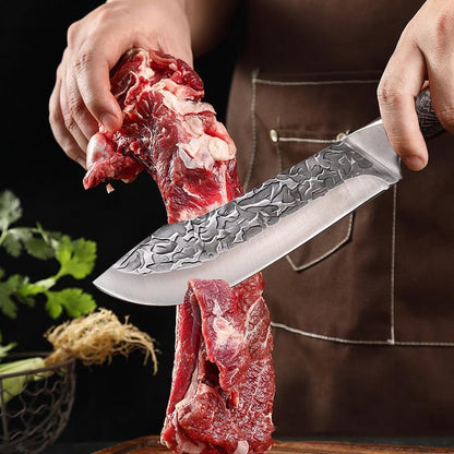 Meat Cleaver,Cleaver Knife 7 Inch Hand Forged Slaughter Boning Knife Kitchen Chef Slicing Meat Bone Butcher Knives Wood Handle with Cover5