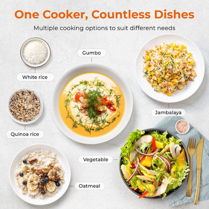 Compact Mini Rice Cooker Small Kitchen 3-Cup (Uncooked) / 6-Cup (Cooked), Non Stick Ceramic Inner Pot Rice Maker, 24H Timer Delay, Auto Keep Warm, 8 Functions Multicooker for Brown Rice, Steam, Soup3