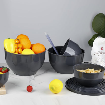 Plastic Mixing Bowls with Lids Set for Kitchen, 5 Set Nesting Bowls for Mixing, Baking, Prepping, Cooking and Serving Food, Mixing Bowls Dishwasher, Microwave Safe3
