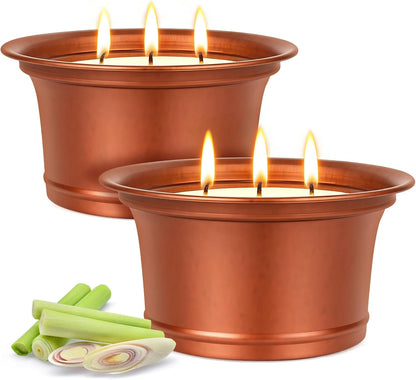 Citronella Candles Outdoor, 2 Pack Large Citronella Candles, Three Wick Lemongrass Candle Set, Natural Soy Wax Candle, Long Burning Outdoor Candle for Patio Garden Camping Indoor Home Decor1