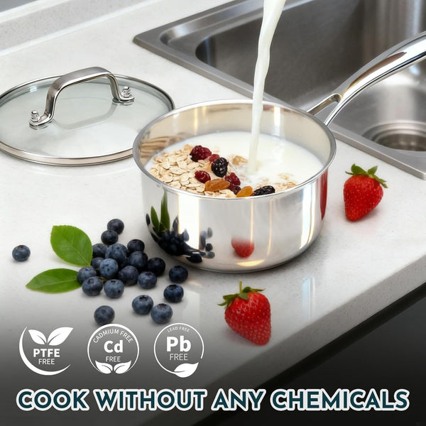 3 Ply Stainless Steel Cookware Set,  10-Pieces Pots and Pans Set, Induction Kitchen Cookware Set, Oven Safe to 500℉, Chef Quality Cooking Set W/Fry Pans, Saucepans, Dutch Oven, Kitchen Essential8