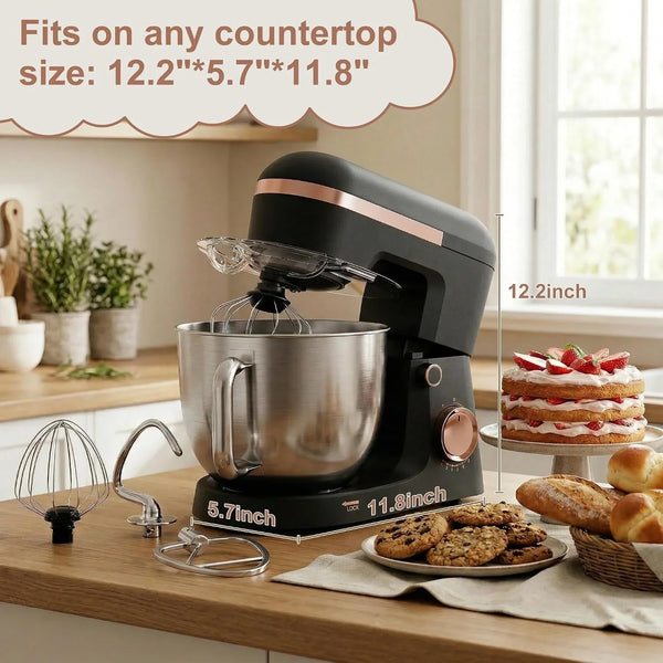 6.5 Qt 10-Speed Tilt-Head Stand Mixer with Dough Hook, Whisk, Beater & Splash Guard, Electric Kitchen Mixer for Baking, Cakes, Bread, and Home Cooking (Black)2