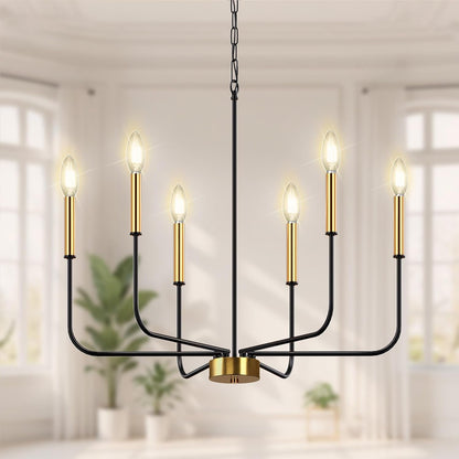 Black and Gold Chandeliers, 6-Light Farmhouse Chandeliers for Dining Room1
