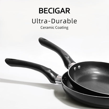 8 Pcs Ceramic Pots and Pans Set | Nonstick Cookware Set, Design for Kitchen & Camping & RV Cooking, Include Frying Pans, Saucepans with Lids, Shovel and Ladle5