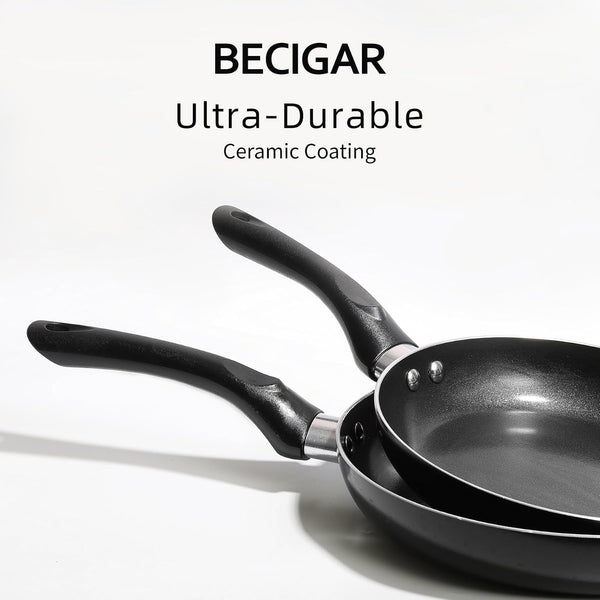 8 Pcs Ceramic Pots and Pans Set | Nonstick Cookware Set, Design for Kitchen & Camping & RV Cooking, Include Frying Pans, Saucepans with Lids, Shovel and Ladle5