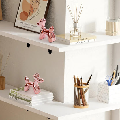 Cute Ceramics Pink Balloon Dog Statue Crafts Living Room Desktop Decorations,Handmade Modern Small Ceramic Animal Statue Ornament Home Decor Accents (Pink Balloon Dog)9