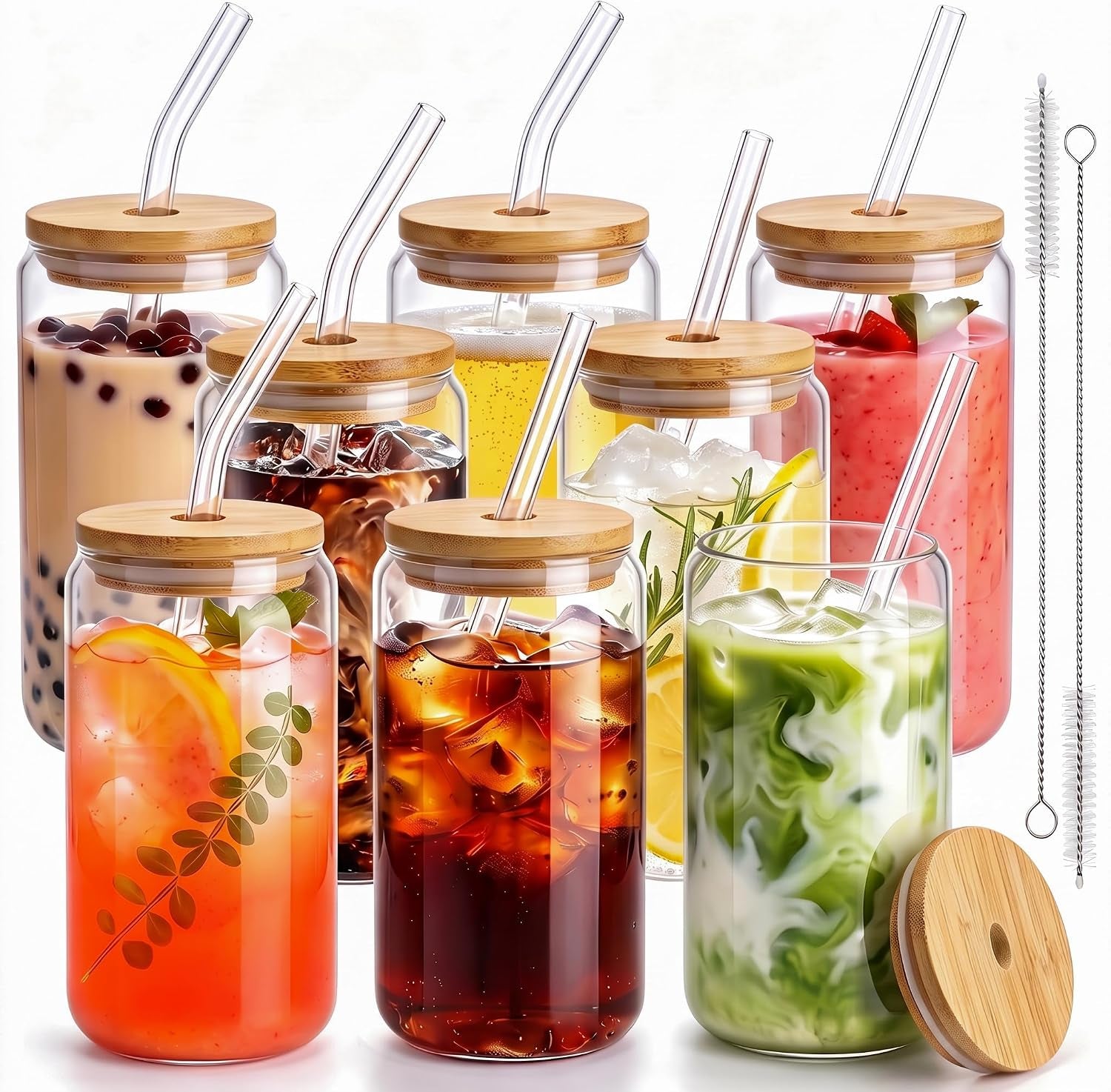 16-oz-drinking-glasses-8-pcs-glass-cups-with-bamboo-lids-and-straws-food-grade-durable-clear-tumbler-coffee-bar-accessories-aesthetic-gift-for-beer-iced-tea-include-2-cleaning-brushes