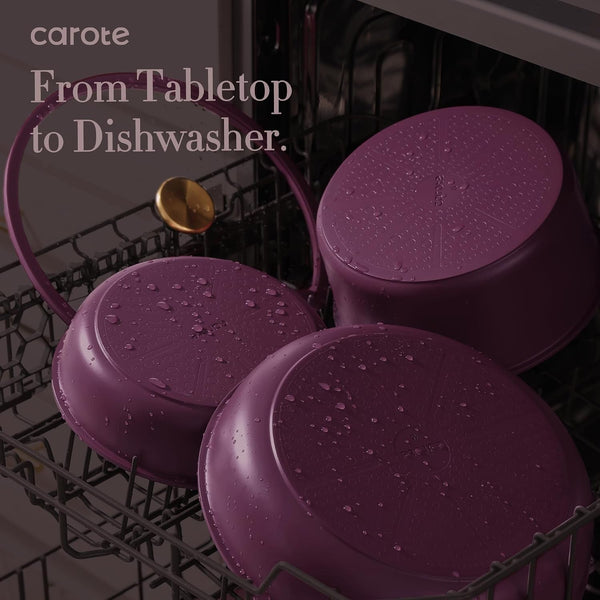 32Pcs Pots and Pans Set Non Stick, Detachable Handle Cookware Sets | Bakeware and Kitchen Gadgets, Space Saving, Dishwasher & Oven Safe, Non-Toxic, for Camping/Rv/Traveling, Purple7