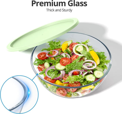 Extra Large Glass Mixing Bowls Clear Glass Salad Cooking Bowls for Kitchen Salad Bread Storage (4.7Qt)3