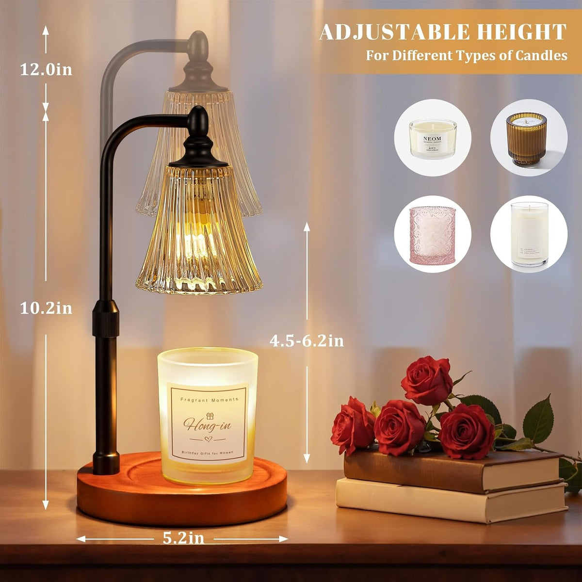 black-walnut-candle-warmer-lamp-with-timer-dimmable-birthday-gifts-for-women-adjustable-height-wax-melt-warmer-for-jar-candles-house-warming-gifts-new-home-ideal-for-office-dorm-bedroom-home-decor