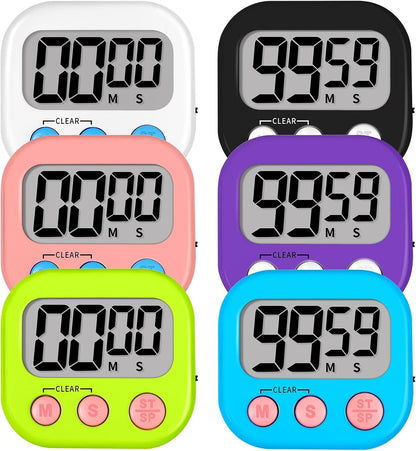 Digital Kitchen Timers, Classroom Timers for Kids Teachers, 6 Color | Back to School Supplies Bulk, Classroom Must Haves, Min/Sec Count Up/Down, Magnetic Back, Loud Alarm, Lanyards Included1