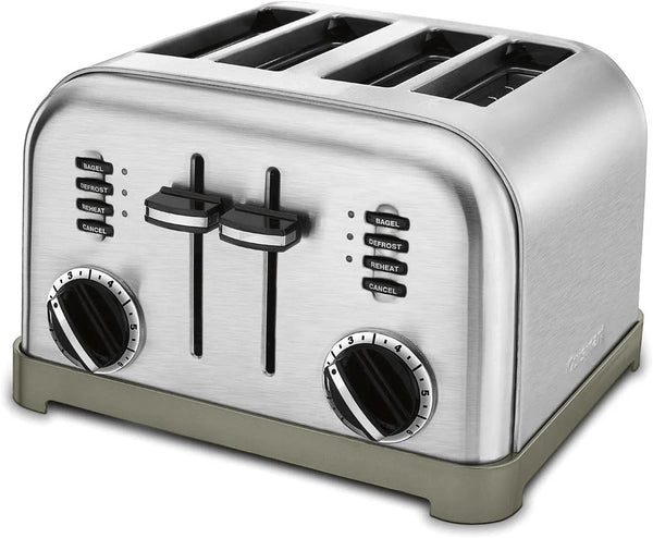 TOB-40N Custom Classic Toaster Oven Broiler, 17 Inch, Black & CPT-180P1 Metal Classic 4-Slice Toaster, Brushed Stainless5