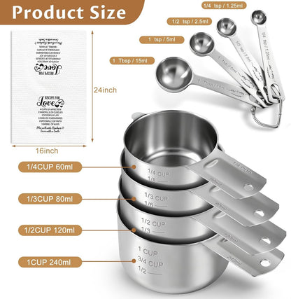 Wedding Gifts for Couples 2026, Bridal Shower Gifts for Bride to Be, Engagement Gift for Newlyweds, Bride Gift, Mr and Mrs Measuring Cups and Spoons Set with Dish Towel5