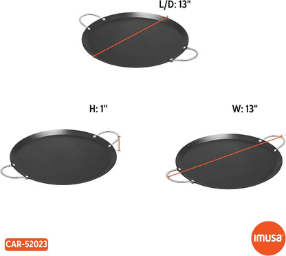 13.5In Carbon Steel Nonstick round Comal with Metal Handles, Black | Chrome Riveted Handles, Great for Tortillas, Essential Kitchen Tool9