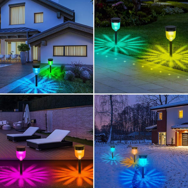 Solar Outdoor Path Lights, Color Changing Waterproof IP65 Auto On/Off Solar Landscape Pathway LED Lights for Back Yard and Walkway Decorative5