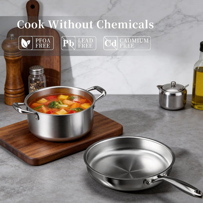 Stainless Steel Cookware Set Pots and Pans Set with Steamer Basket | Non Toxic Induction Cookware, Kitchen Cookware Sets PFOA & PTFE Free, Dishwasher and Oven Safe3