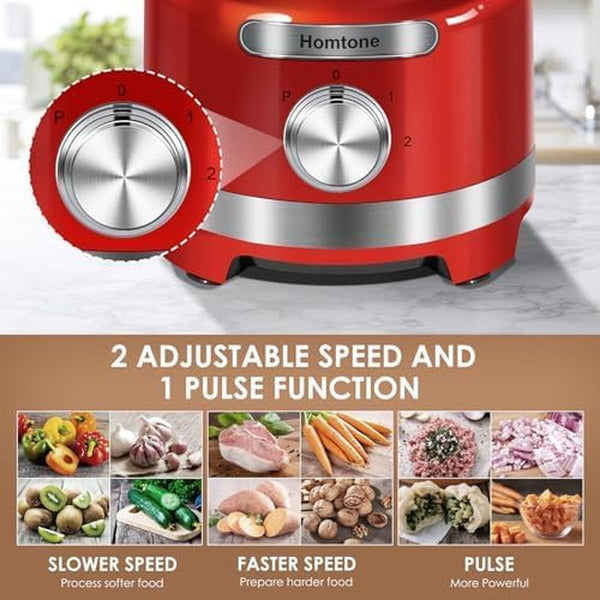 16-Cup Food Processor, Heavy-Duty 9-Function Appliance with 7 Blades & 3 Speeds for Dough Kneading, Meat Chopping, Slicing, Shredding & Making French Fries, 600W (Red, 16 Cup)8