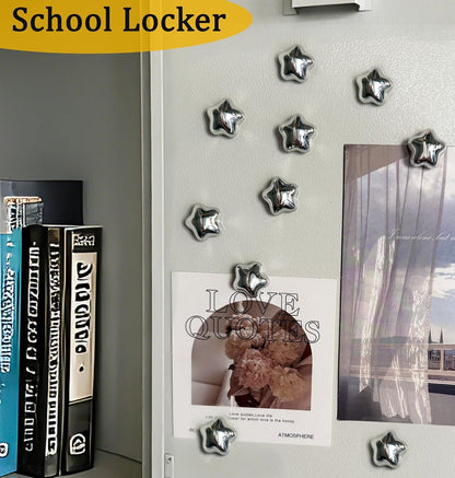 Fridge Magnets,15Pcs Silver Star Magnets Refrigerator Decorative | 15 Pcs Strong Magnets Fridge 0.73In Small Star Cute Decorative Magnet Set for Home Kitchen Office Whiteboard Locker4