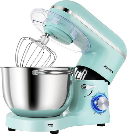 Stand Mixer,6.5-Qt 660W 6-Speed Tilt-Head Food Mixer, Kitchen Electric Mixer with Dough Hook, Wire Whip & Beater (Blue, 6.5QT)1